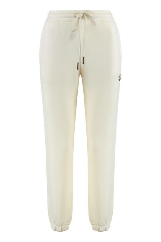 Moncler Logo Patch Cotton Sweatpants Joggers White