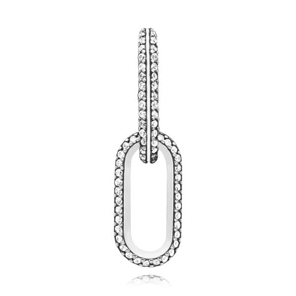 PANDORA Pave Double Link Silver Charm
