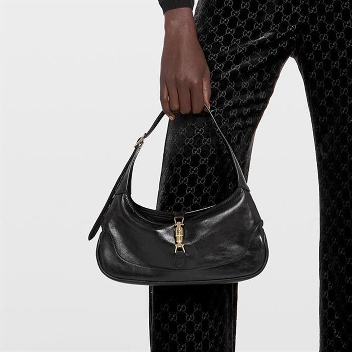 GUCCI Jackie Slim Small Shoulder Bag Black Leather