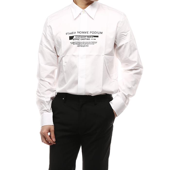 GIVENCHY Studio Print Oversized Long-Sleeve Shirt Men White Cotton