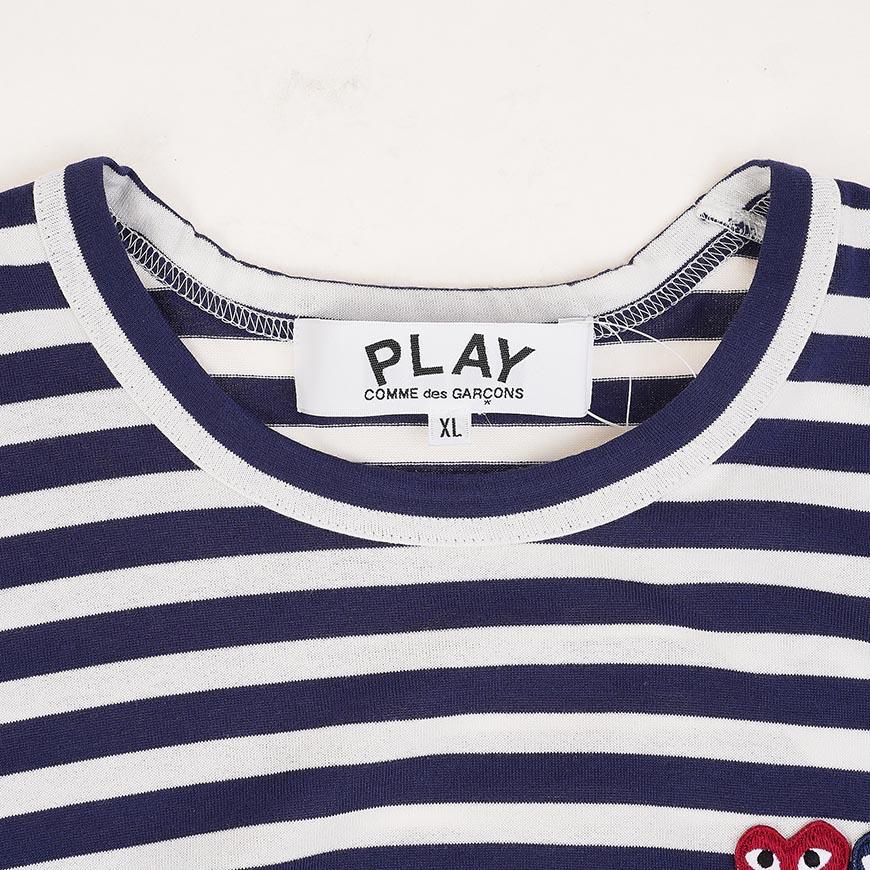 Comme des Garcons Unisex Double Heart Patch T-Shirt AZ T228 051 NAVY