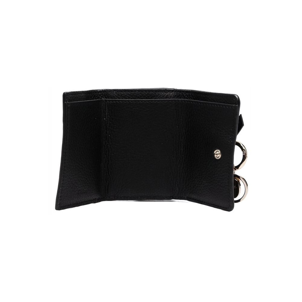 Chloe Alphabet Mini Coin Wallet Black Leather Bifold Wallet CHC21 WP946 F57 001
