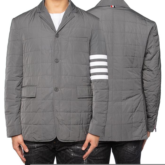 THOM BROWNE Men’s Diagonal Stripe Padded Sports Jacket Gray