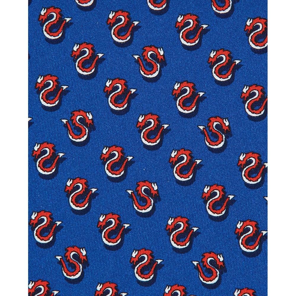 Ferragamo Dragon Print Silk Tie Navy