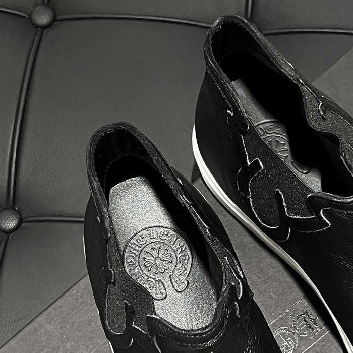 Chrome Hearts Dagger Mid-Top Leather Slip-On Sneakers