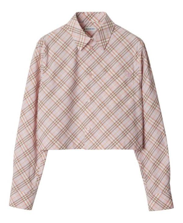 BURBERRY Beige Check Cotton Long-Sleeve Shirt Keyring