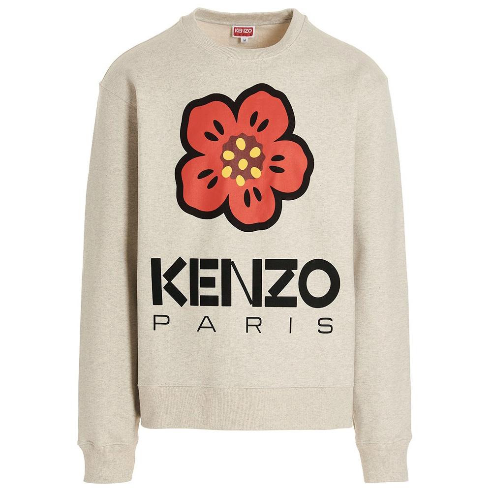 KENZO Flower Logo Fleece Sweatshirt Ecru for Men