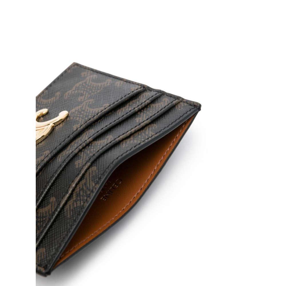 CELINE Triomphe Tan Leather Card Holder Wallet for Women