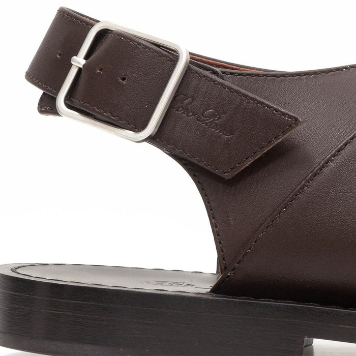 Loro Piana Brown Leather Ankle Strap Sandals Men FAN1330