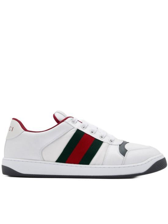 GUCCI White Leather Low-Top Sneakers