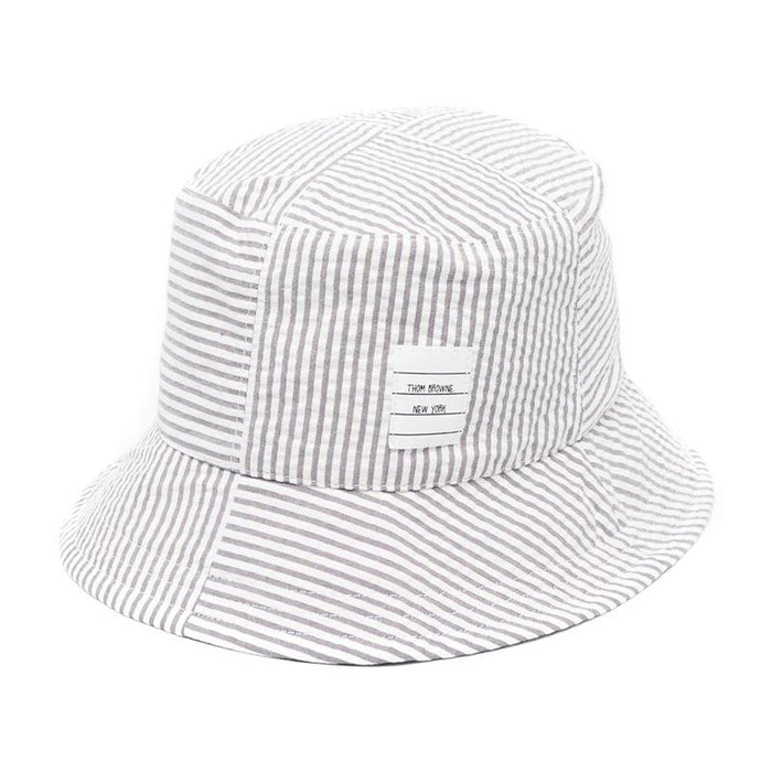 THOM BROWNE Stripe Bucket Hat Mid Grey