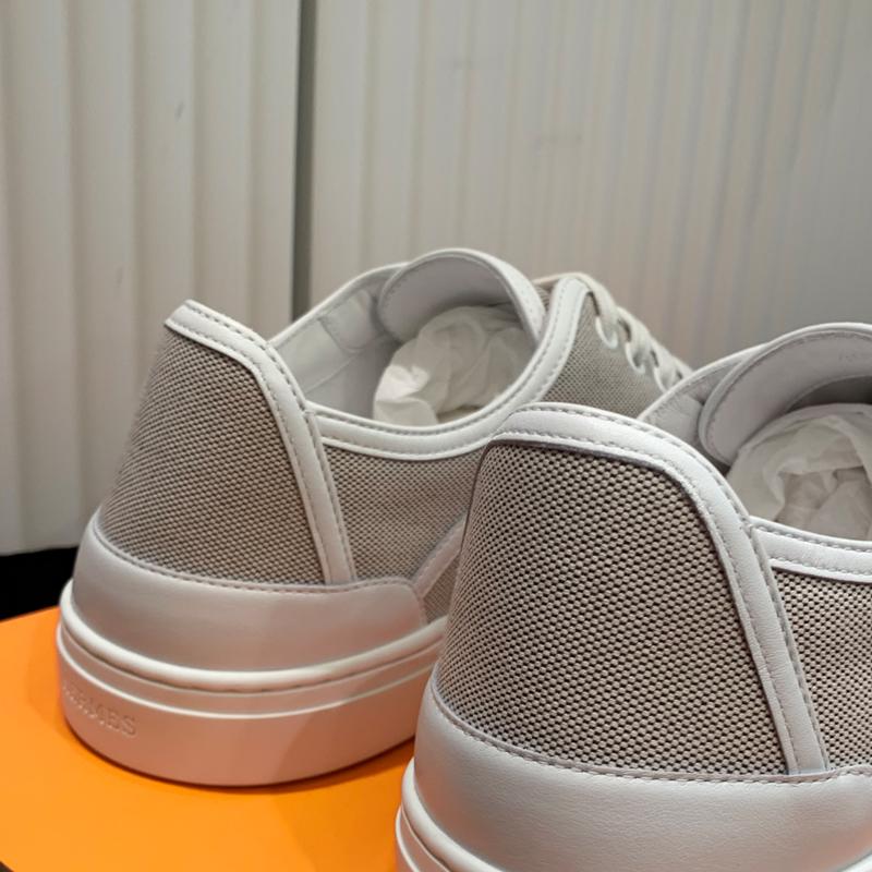 HERMES Men’s Get Sneakers Gray Suede Goatskin Calfskin Low-Top