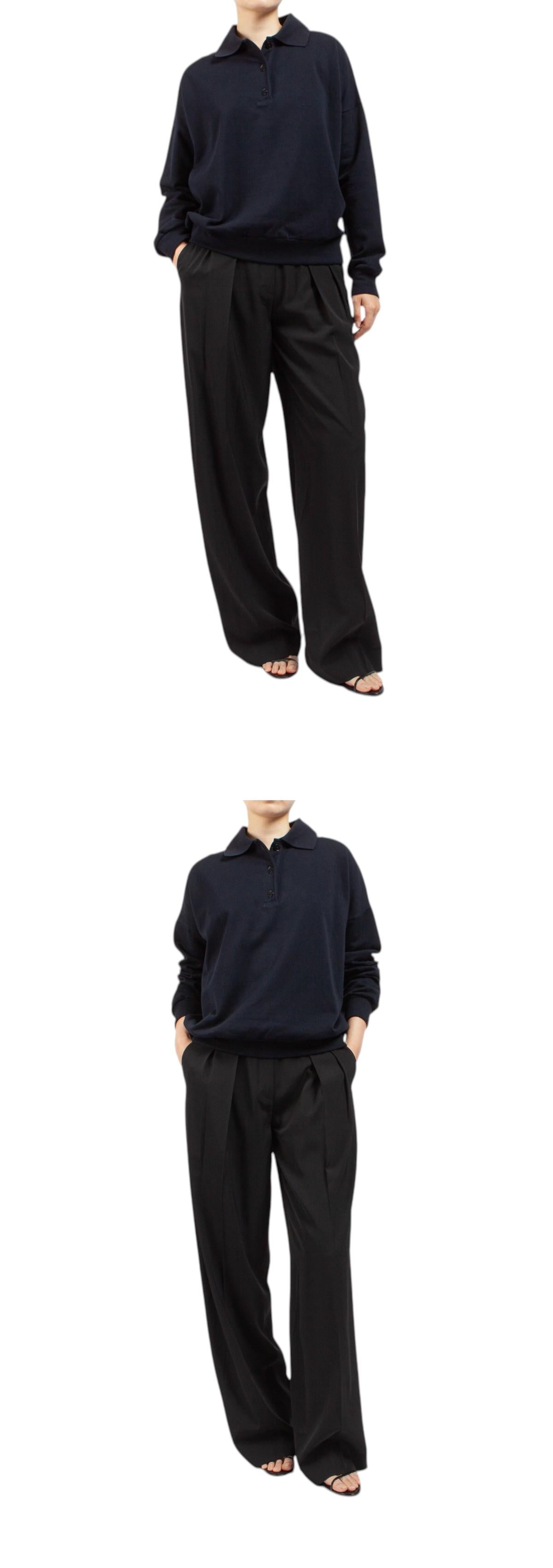 The Row Korza Cotton Long-Sleeve Polo Shirt CORZAS 5748K290 DARK NAVY