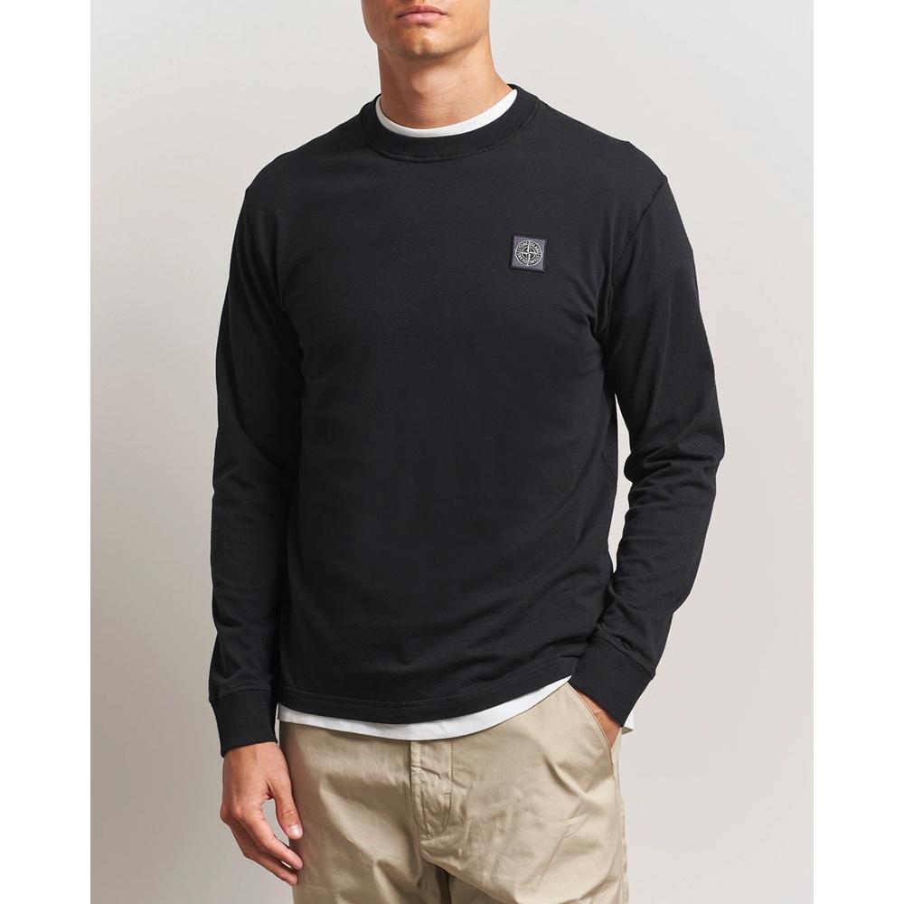 STONE ISLAND Logo Patch Long Sleeve T-Shirt Black Men’s Cotton