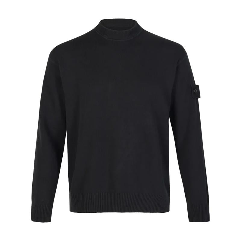 STONE ISLAND Cotton Cashmere Crewneck Sweater for Men Black