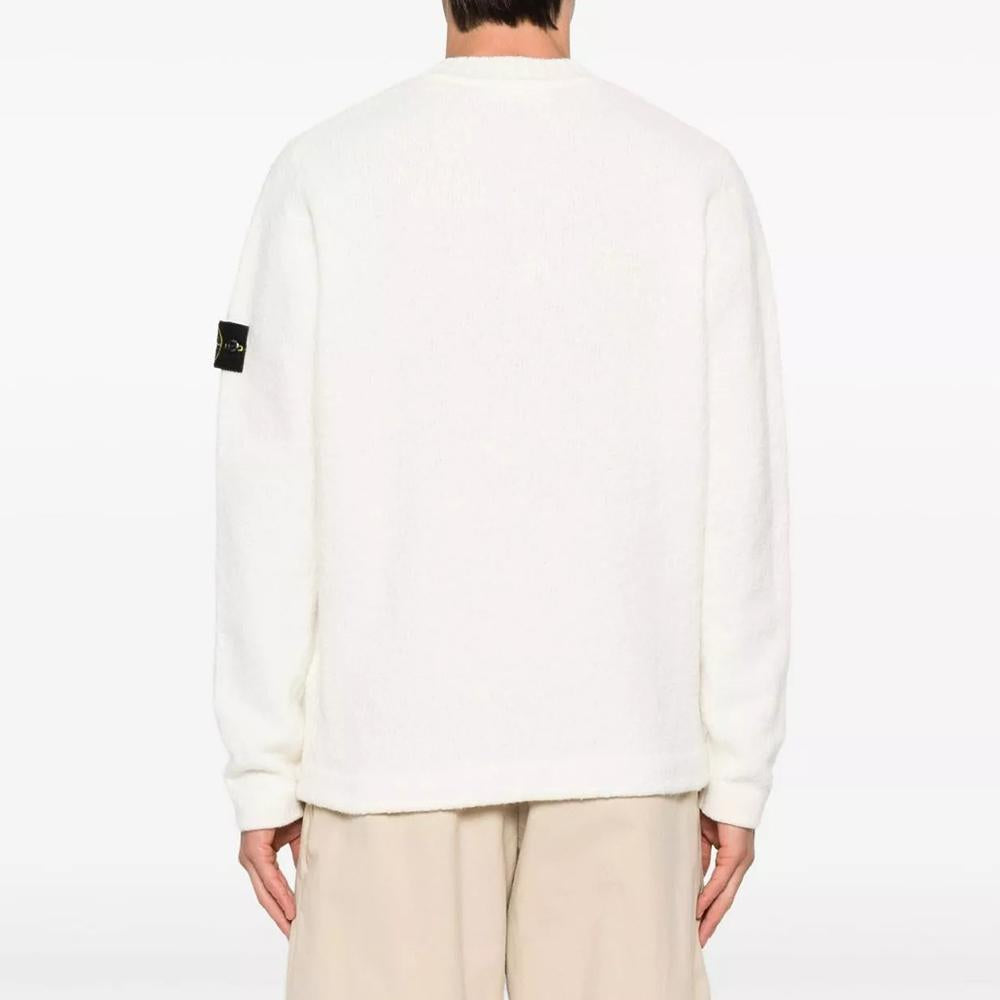 STONE ISLAND Brushed Fancy Yarn Wool Crewneck Sweater Ivory