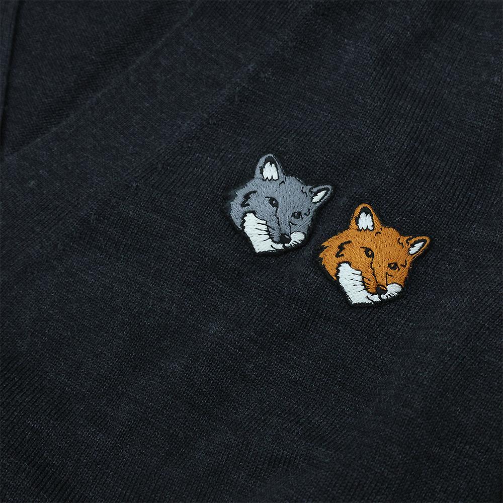 Maison Kitsune Double Fox Logo Wool Cardigan for Men