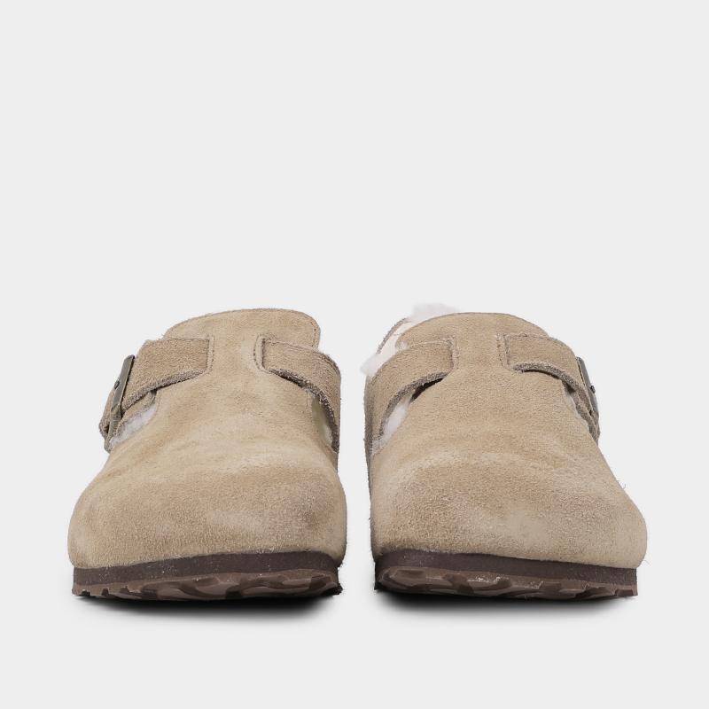 Birkenstock London Shearling Fur Shoes Taupe Sandals 1028470