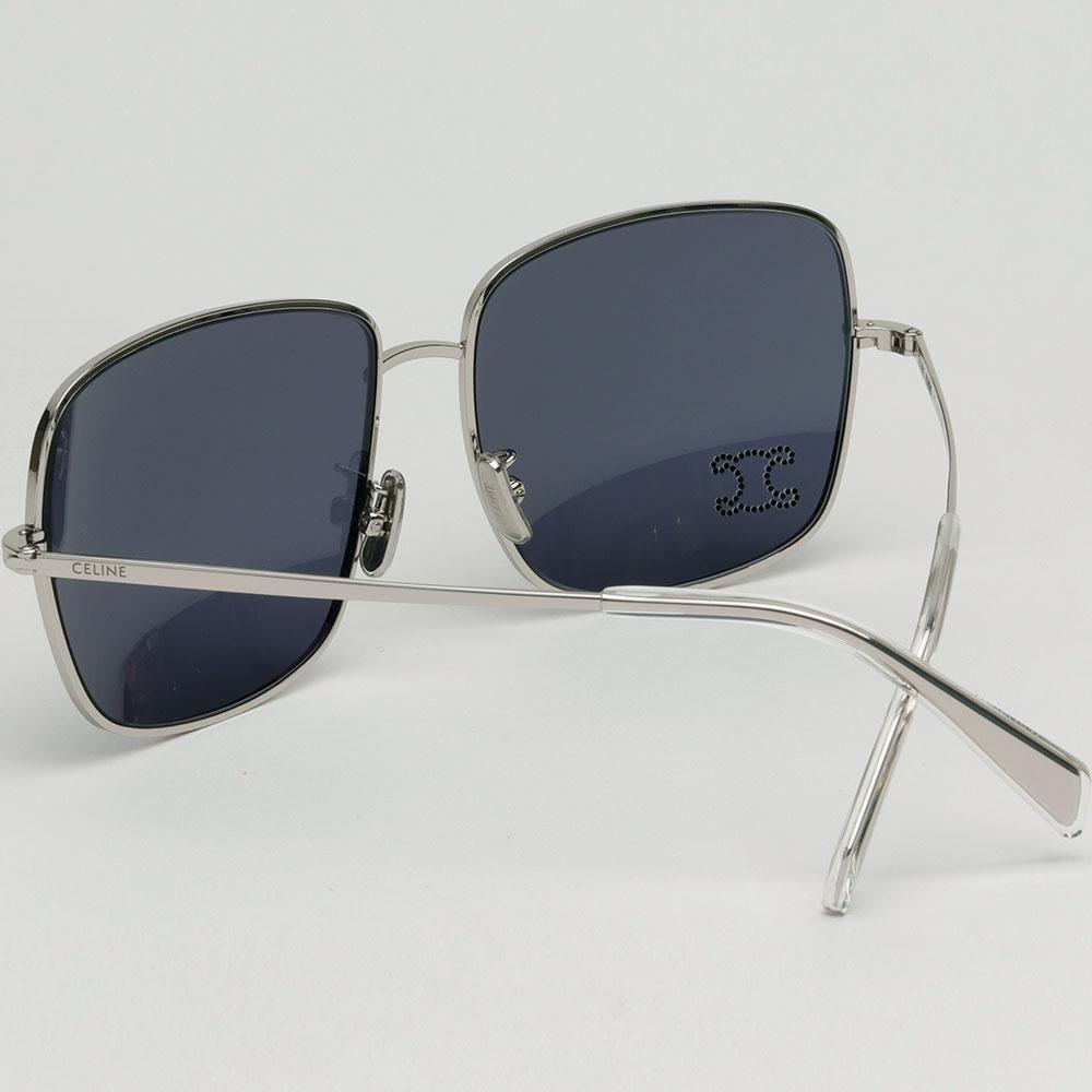 CELINE Square Metal Frame Sunglasses with Crystal Embellishments Un CL40284U 16V