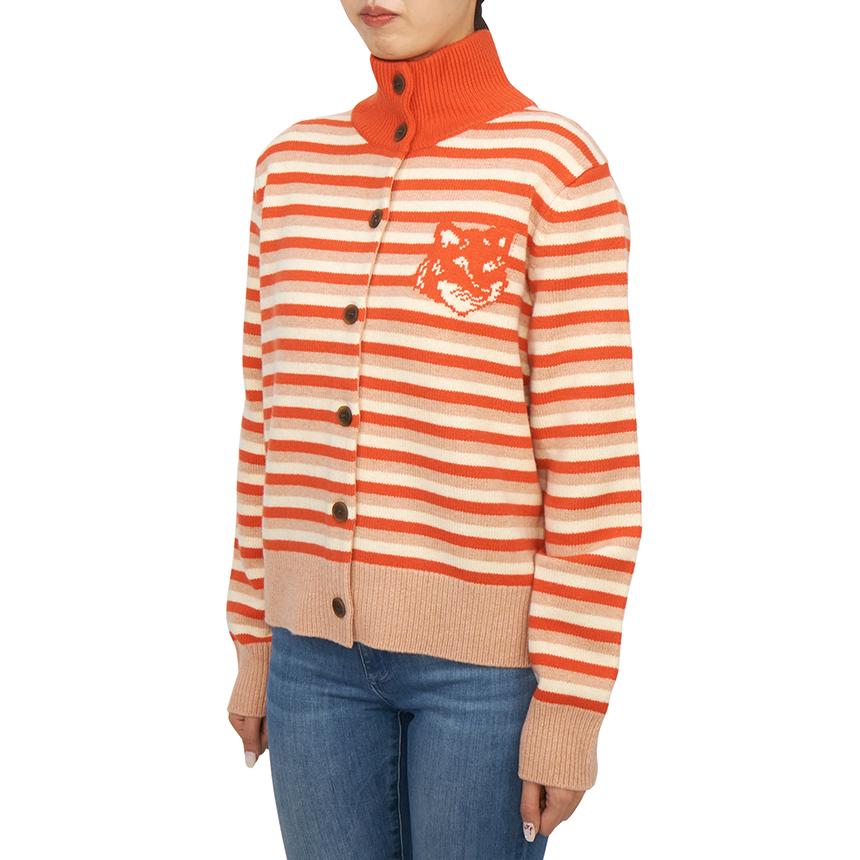 Maison Kitsune Fox Head Stripe Women’s Cardigan NW00503KM0329 0019