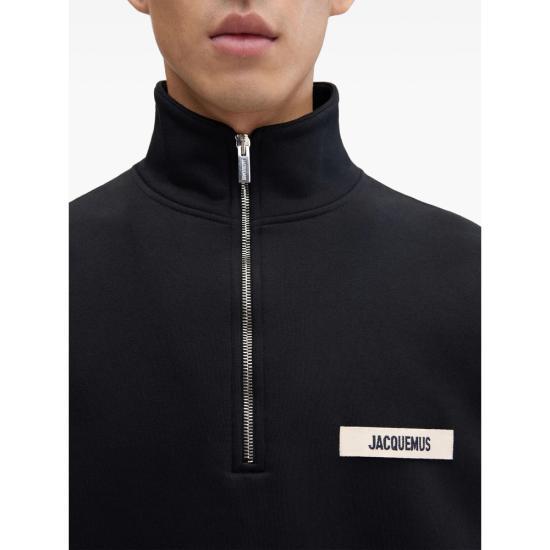 JACQUEMUS Black Cotton Hooded Sweatshirt AJ00174990 BLACK DOM