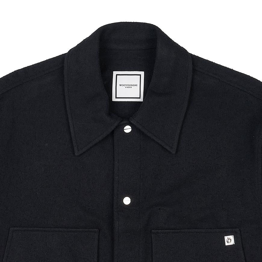 WOOYOUNGMI Cotton Long-Sleeve Pocket Shirt for Men