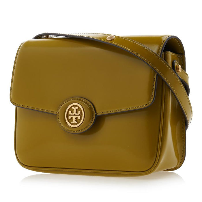 Tory Burch Robinson Leather Shoulder Bag Green Women’s
