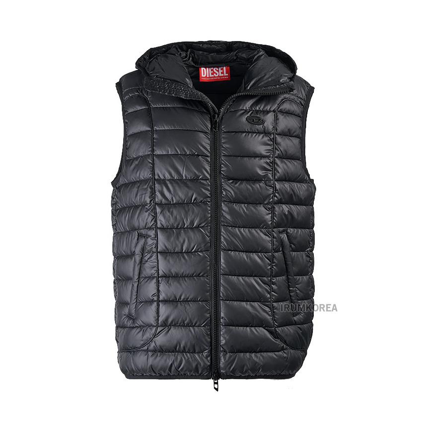 DIESEL Men’s Temple Puffer Vest Black Down Padded Jacket