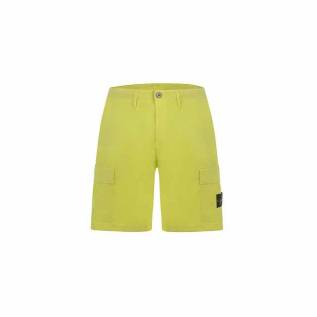 STONE ISLAND Neon Green Woven Cargo Shorts Men