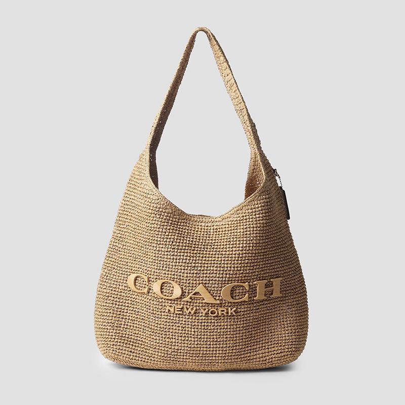 Coach Brooklyn 39 Raffia Shoulder Bag Beige CDU76 B4 NA