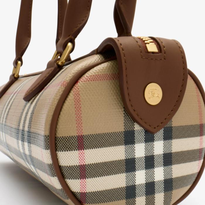 BURBERRY Mini Check Barrel Tote Bag Beige