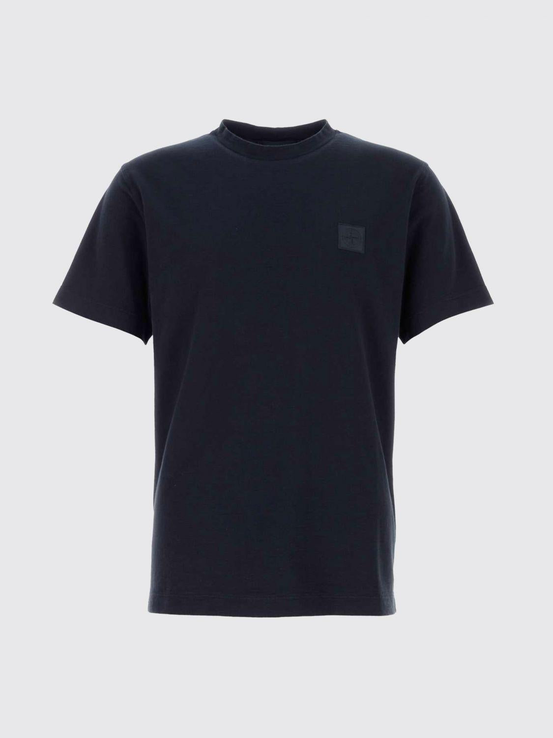 STONE ISLAND Black Cotton Short Sleeve T-Shirt