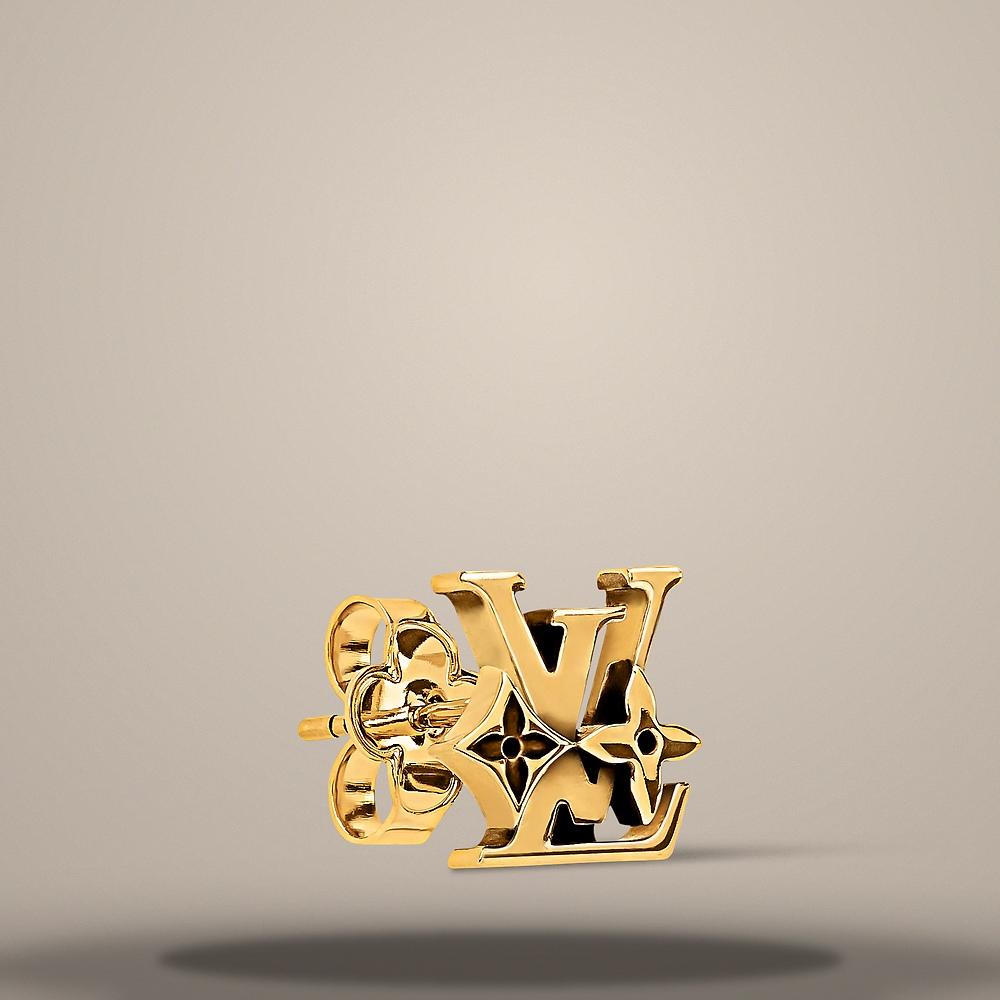 Louis Vuitton Monogram Low Earrings Gold-Tone 1cm Men’s Jewelry M03830