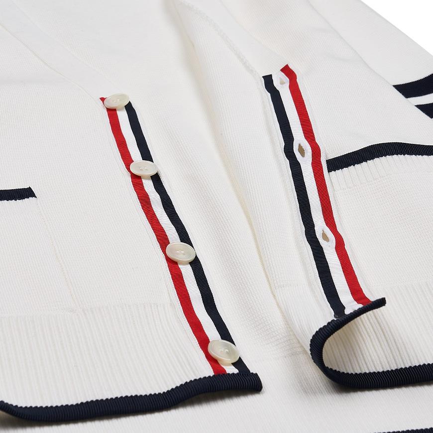 THOM BROWNE Men’s 4-Bar Stripe Wool Cardigan MKC460A Y3006 100