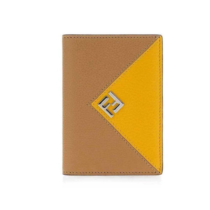 FENDI Brown Leather Unisex Card Holder Wallet