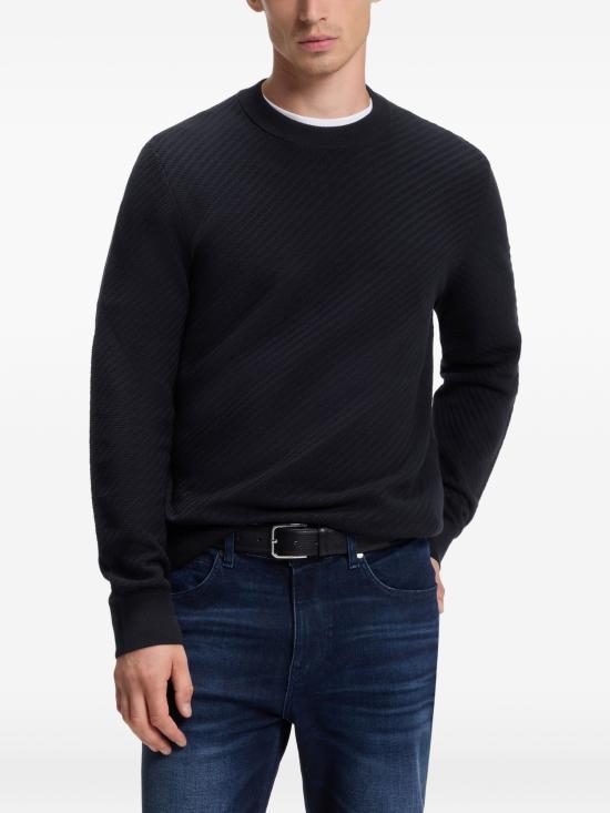 HUGO BOSS Dark Blue Cotton Crewneck Sweater Men’s