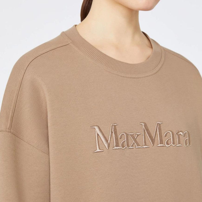 Max Mara Monza Logo Cotton Sweatshirt for Women White
