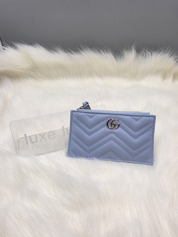 GUCCI GG Marmont Light Blue Leather Card Holder 813353