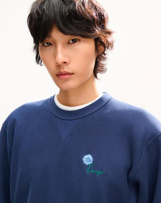KENZO Long Sleeve Sweatshirt for Men FG6 5SW275 4MJ 79 BLUE BLACK DOM