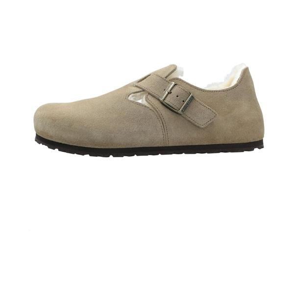 Birkenstock London Shirring Suede Leather Moccasins Regular Taupe
