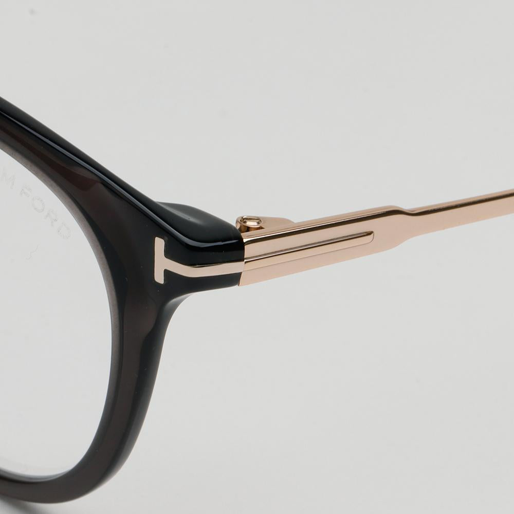 TOM FORD Blue Light Blocking Clear/Black Round Metal Combo Eyeglasse TF5905B 005