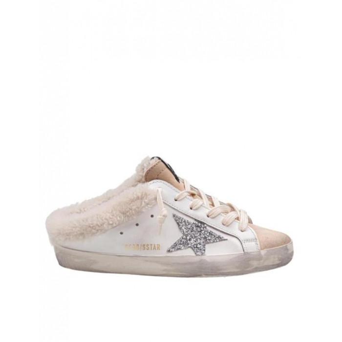 GOLDEN GOOSE Superstar Sabot Shearling Lined Glitter Low-Top Sneakers