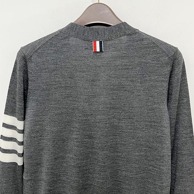 THOM BROWNE 4-Bar Armband Merino Wool Cardigan Gray Women