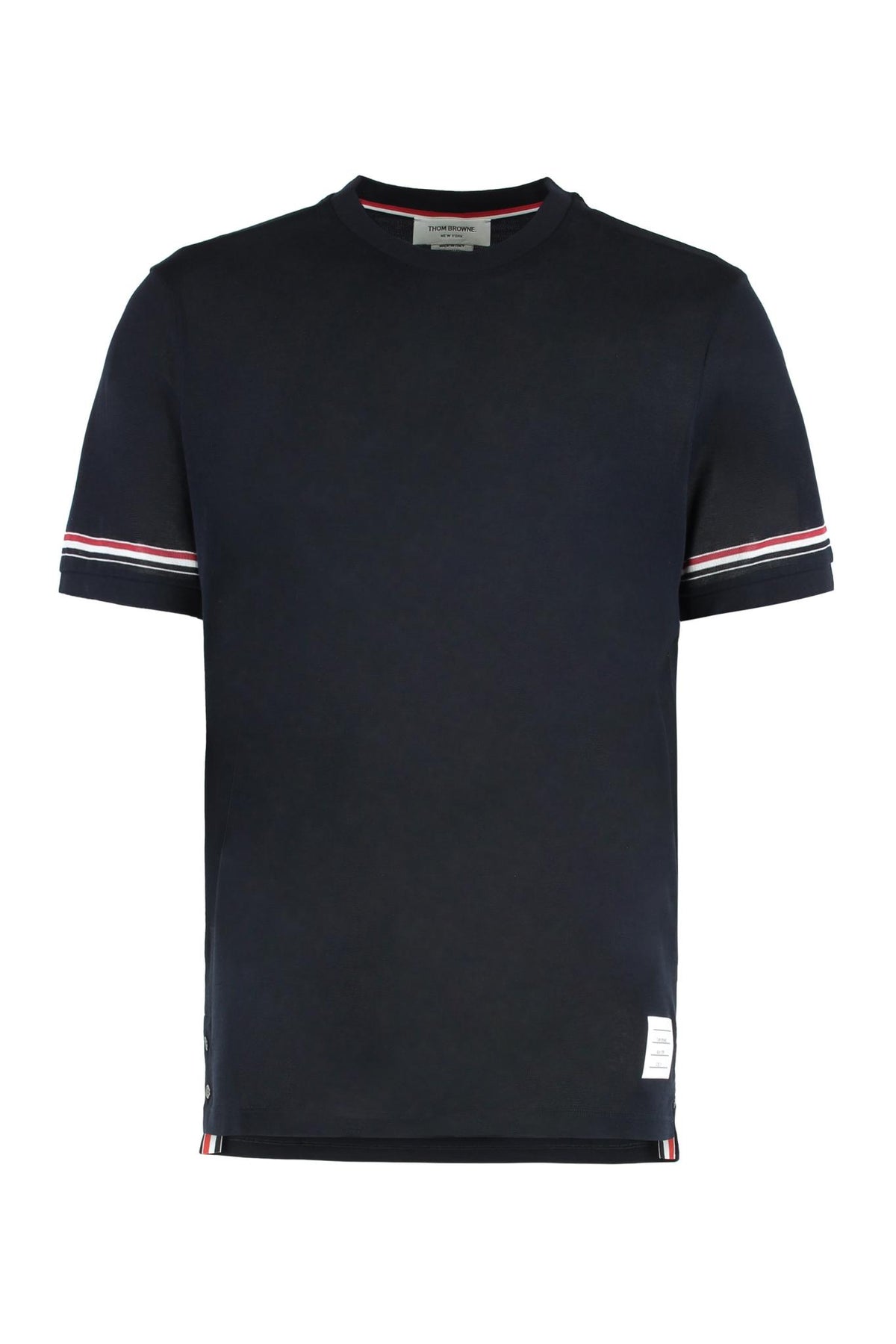 THOM BROWNE Navy Cotton Short Sleeve T-Shirt