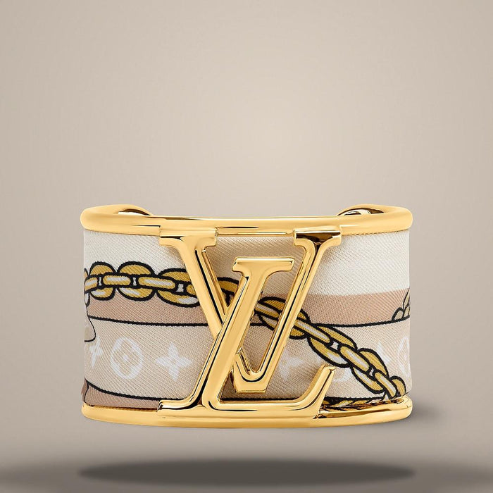 Louis Vuitton LV Initial Silk Bracelet Gold-Tone Metal MA003S