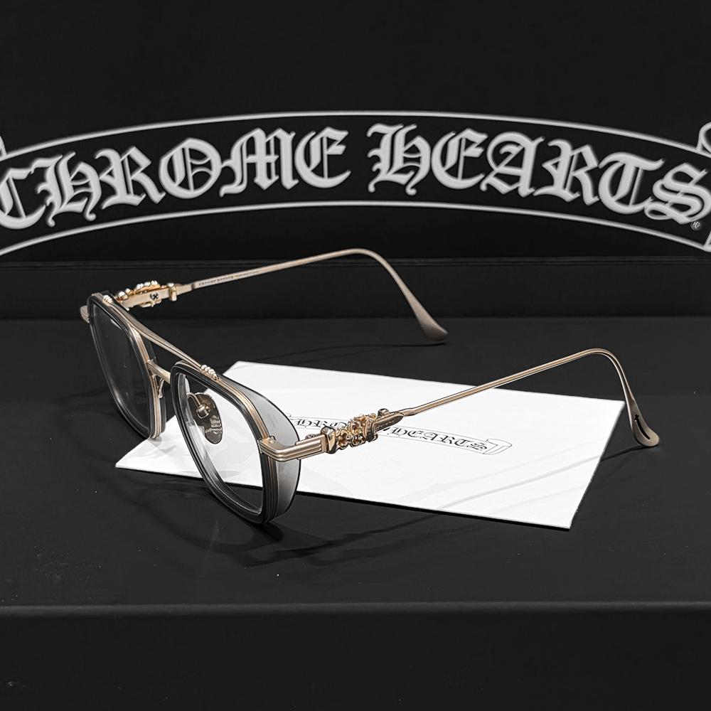 Chrome Hearts Gray Matte Gold Accents Unisex Eyeglasses