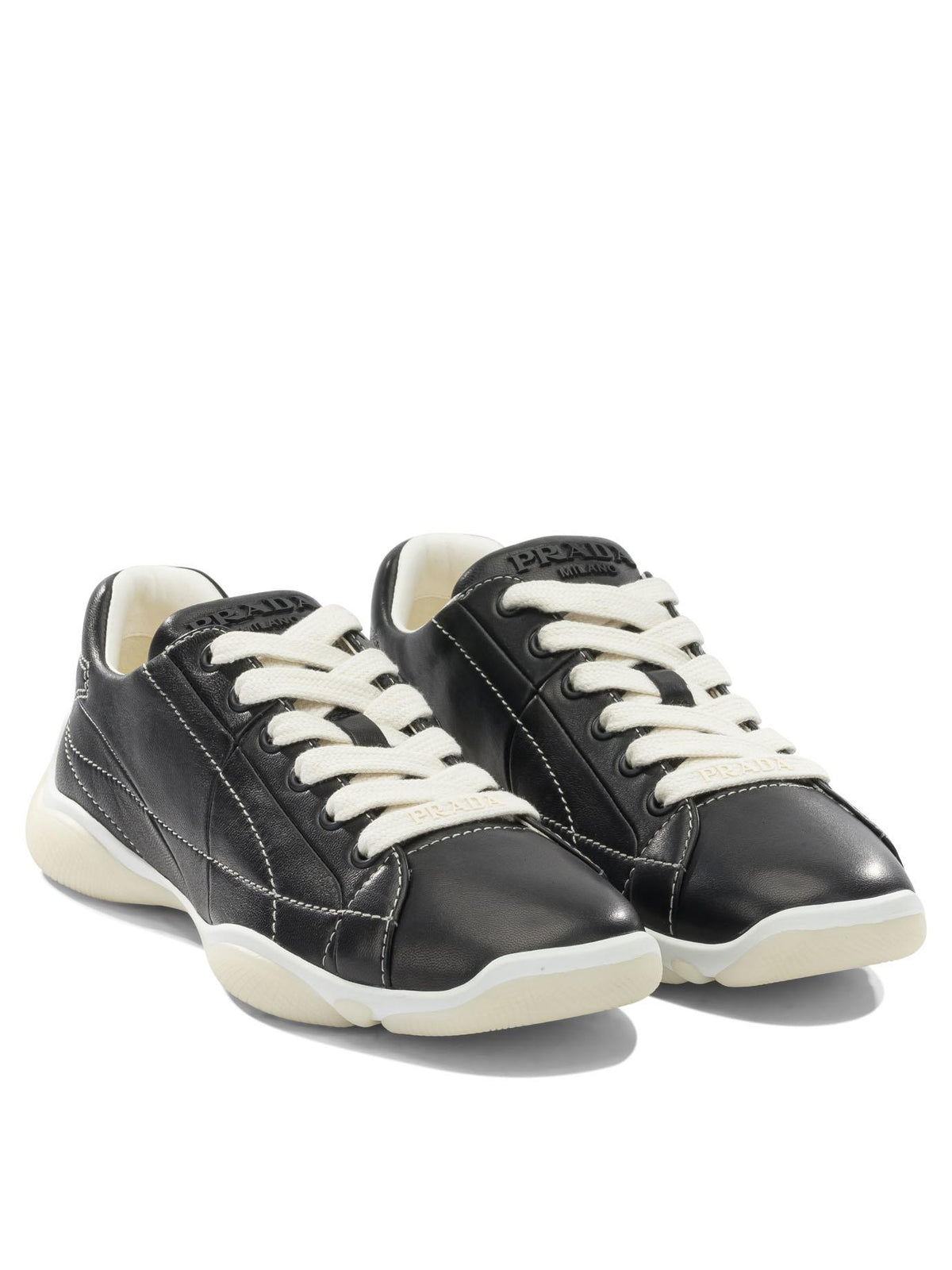 PRADA Leather Low-Top Sneakers White