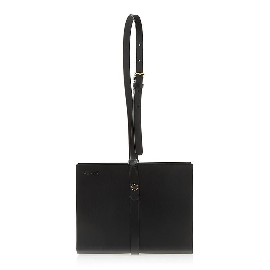Marni Small Book Clutch Bag Green Leather Clutch