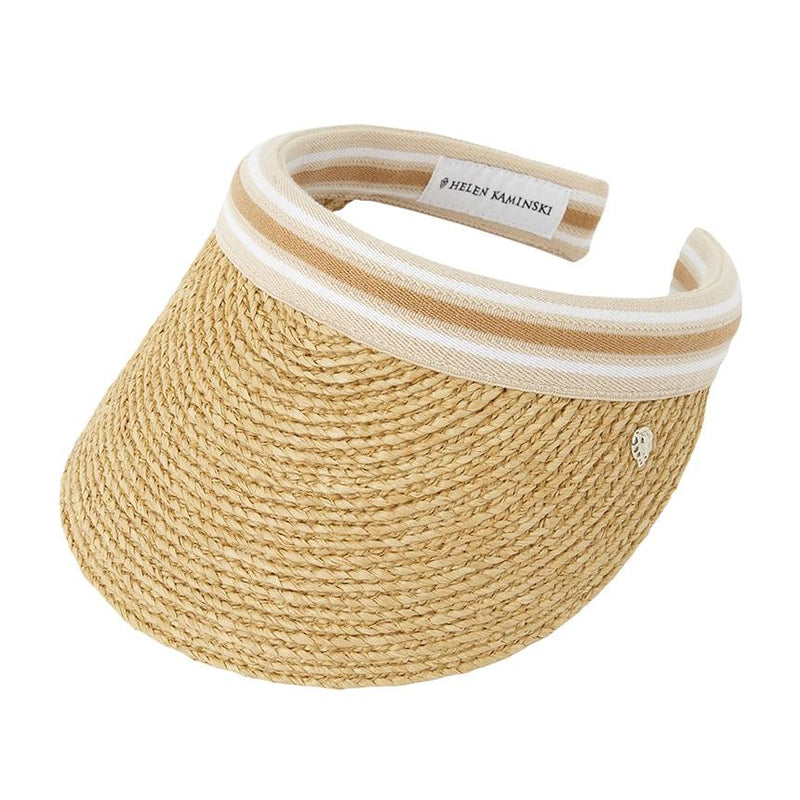 HELEN KAMINSKI Bianca 10 Stripe Women’s Visor Cap HAT52490 NATURAL NOUGAT