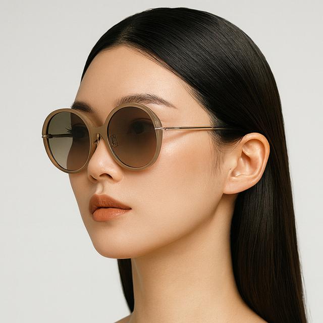 Max Mara Round Acetate Oversized Asian Fit Sunglasses Unisex MM0111K 57F